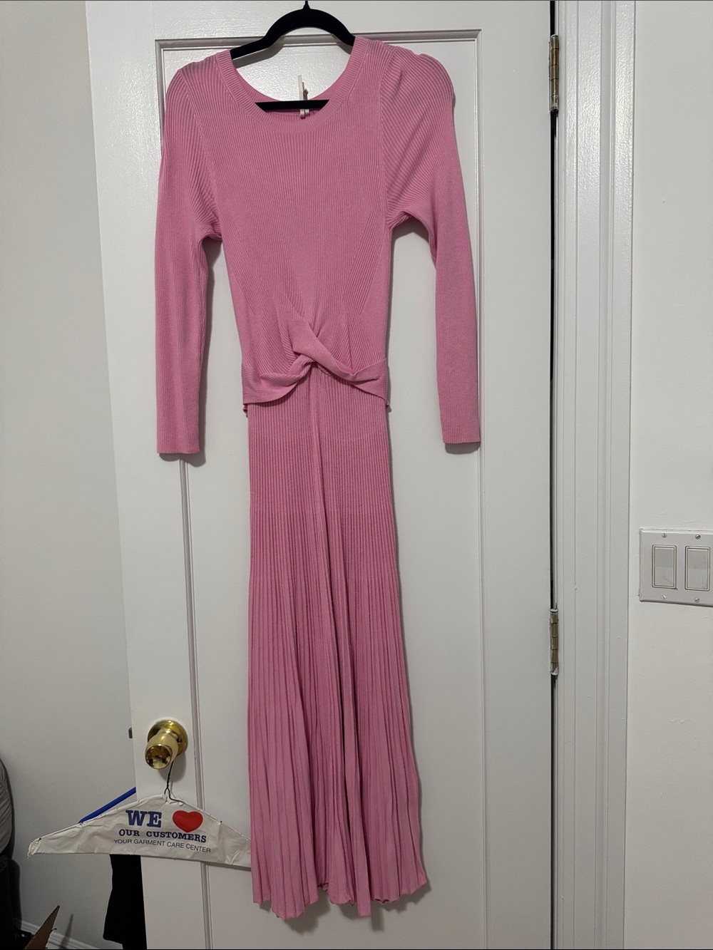 Anthropologie Women's Pink Long Knit Twist-Front Dress